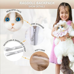 Handcrafted Mini Plush Cat Backpack