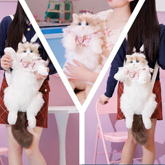 Handcrafted Mini Plush Cat Backpack
